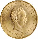 CUBA. 10 Pesos, 1916. Philadelphia Mint. PCGS MS-62 Gold Shield.