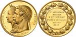 Napoléon III (1852-1870). Médaille en or aux effigies de l’empereur et l’impératrice Eugénie, offert