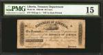 LIBERIA. Treasury Department. 50 Cents, 1863. P-6c. PMG Choice Fine 15.