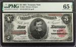 Fr. 363. 1891 $5 Treasury Note. PMG Gem Uncirculated 65 EPQ.