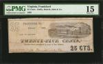 Frankford, Virginia. Duffy, Renick, John & Co. 1862 25 Cents. PMG Choice Fine 15.