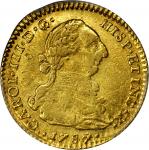 COLOMBIA. 1787/6-JJ 2 Escudos. Santa Fe de Nuevo Reino (Bogotá) mint. Carlos III (1759-1788). Restre