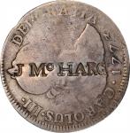 J McHARG on a 1773-LM-JM Peruvian 2 Reales. Brunk M-442, Rulau NY-Rm 8. Host coin Good. 