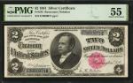Fr. 245. 1891 $2 Silver Certificate. PMG About Uncirculated 55.