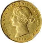 AUSTRALIA. 1/2 Sovereign, 1859/8-SYDNEY. Sydney Mint. Victoria. NGC AU-50.