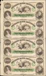 Uncut Sheet of (4). New Orleans, Louisiana. Citizens Bank of Louisiana. 18xx. $100-$100-$100-$100. E
