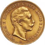 プロシア(Prussia), 1893, 金(Au), 10ﾏﾙｸ Mark,極美, EF, ヴィルヘルム2世像 10マルク金貨 1893年(A) KM520