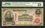 Washington, District of Columbia. $5 1902 Red Seal. Fr. 588. The National Metropolitan Bank. Charter
