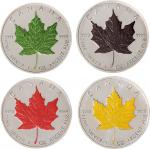 2003年加拿大彩色枫叶5加元银币四枚