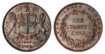 East India Company, Victoria, AE Quarter-Anna, 1858, type B/I, Heaton mint, single leaf tips on wrea