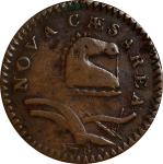 1786 New Jersey Copper. Maris 18-M, W-4890. Rarity-2. Bridle, Wide Shield. Fine, Pitted.