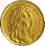 GREAT BRITAIN. 5 Guineas, 1691. William & Mary (1689-94). PCGS Genuine--Repaired, EF Details Secure 