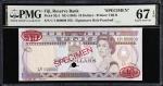 FIJI. Lot of (2). Reserve Bank of Fiji. 10 Dollars, ND (1989). P-92s1. Consecutive. Specimens. PMG S