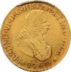 COLOMBIA. 4 Escudos, 1760-PN J. Popayan Mint. Ferdinand VI. PCGS Genuine--Scratch, EF Details.