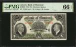 CANADA. Bank of Montreal. 5 Dollars, 1935. CH #505-60-02. PMG Gem Uncirculated 66 EPQ.
