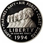 1994-P Women in Military Service Memorial Silver Dollar. Proof-70 Deep Cameo (PCGS).