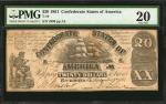 T-18. Confederate Currency. 1861 $20. PMG Very Fine 20.