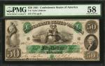 T-6. Confederate Currency. 1861 $50. PMG Choice About Uncirculated 58.