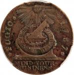1787 Fugio Cent. Pointed Rays. Newman 19-Z, W-6975. Rarity-4. STATES UNITED, Label With Raised Rims,