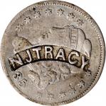 N.J. TRACY in a curved box punch on an 1835 Capped Bust half dime. Brunk T-386, Rulau-MV 354. Host c