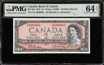 CANADA. Bank of Canada. 2 Dollars, 1954. BC-38b. Radar Rotator Serial Number. PMG Choice Uncirculate