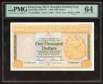 1983年香港上海汇丰银行1000元，编号K398050，PMG 64，有轻微揭薄