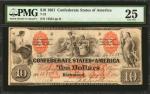 T-22. Confederate Currency. 1861 $10. PMG Very Fine 25.