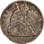 1850-O Liberty Seated Silver Dollar. OC-1, the only known dies. Rarity-2. AU-50 (NGC).
