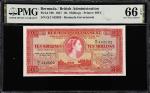 BERMUDA. Bermuda Government. 10 Shillings, 1957. P-19b. PMG Gem Uncirculated 66 EPQ.