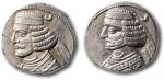 古印度帕提亚王朝米特达拉斯二世（公元前123-88年）银币一组二枚，重量：4.1克，4克，保存完好，敬请预览
