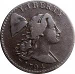 1794 Liberty Cap Cent. S-42. Rarity-4. Head of 1794. Fine-12.
