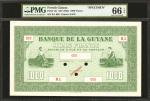 FRENCH GUIANA. Banque de la Guyane. 1000 Francs, ND (1942). P-15s. Specimen. PMG Gem Uncirculated 66
