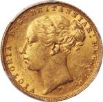Australia. 1877. Gold. PCGS MS62 Long Tail. AU. Sovereign. Victoria Young Head Gold Sovereign