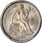1881 Liberty Seated Dime. Fortin-101a. Rarity-4. MS-65 (PCGS).