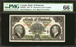 CANADA. Bank of Montreal. 5 Dollars, 1935. CAD5056002. PMG Gem Uncirculated 66 EPQ.