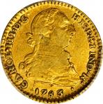 COLOMBIA. 1783-SF 2 Escudos. Popayán mint. Carlos III (1759-1788). Restrepo 62.25. EF-45 (PCGS).