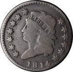 1814 Classic Head Cent. S-294. Rarity-1. Crosslet 4. VG-8.