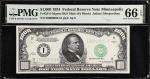 Fr. 2211-Idgsm. 1934 Dark Green Seal $1000 Federal Reserve Mule Note. Minneapolis. PMG Gem Uncircula