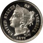 1877 Nickel Three-Cent Piece. Proof-67 * Cameo (NGC).