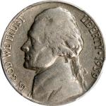 1939 Jefferson Nickel. Doubled Die Reverse, Doubled MONTICELLO. VF-30 (PCGS).
