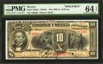 MEXICO. Londres y Mexico. 10 Pesos, 1913. P-S234s1. Specimen. PMG Choice Uncirculated 64 EPQ.