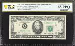 Fr. 2078-L. 1990 $20  Federal Reserve Note. San Francisco. PCGS Banknote Superb Gem Uncirculated 68 