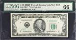 Fr. 2159-B*. 1950B $100 Federal Reserve Star Note. New York. PMG Gem Uncirculated 66.
