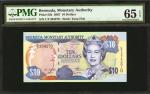 BERMUDA. Bermuda Monetary Authority. 10 Dollars, 2007. P-52b. PMG Gem Uncirculated 65 EPQ.