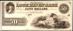 Lock Haven, Pennsylvania. Lock Haven Bank. ND (18xx). $50. About Uncirculated. Face & Back Proof Pai