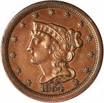 1854 Braided Hair Half Cent. C-1. Rarity-1. AU-55.