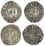 Henry VIII (1509-47), second coinage, Halfgroats (2), London, 1.33g, m.m. lis/rose, henric viii d g 