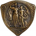 1904 Louisiana Purchase Exposition Commemorative Medal. Bronze. 70.3 mm. x 71.2 mm, shield. By Adolp