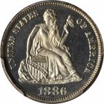 1886 Liberty Seated Dime. Proof-67 Cameo (PCGS).