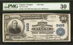 Eugene, Oregon. $10 1902 Plain Back. Fr. 625. The First NB. Charter #3458.2. PMG Very Fine 30.